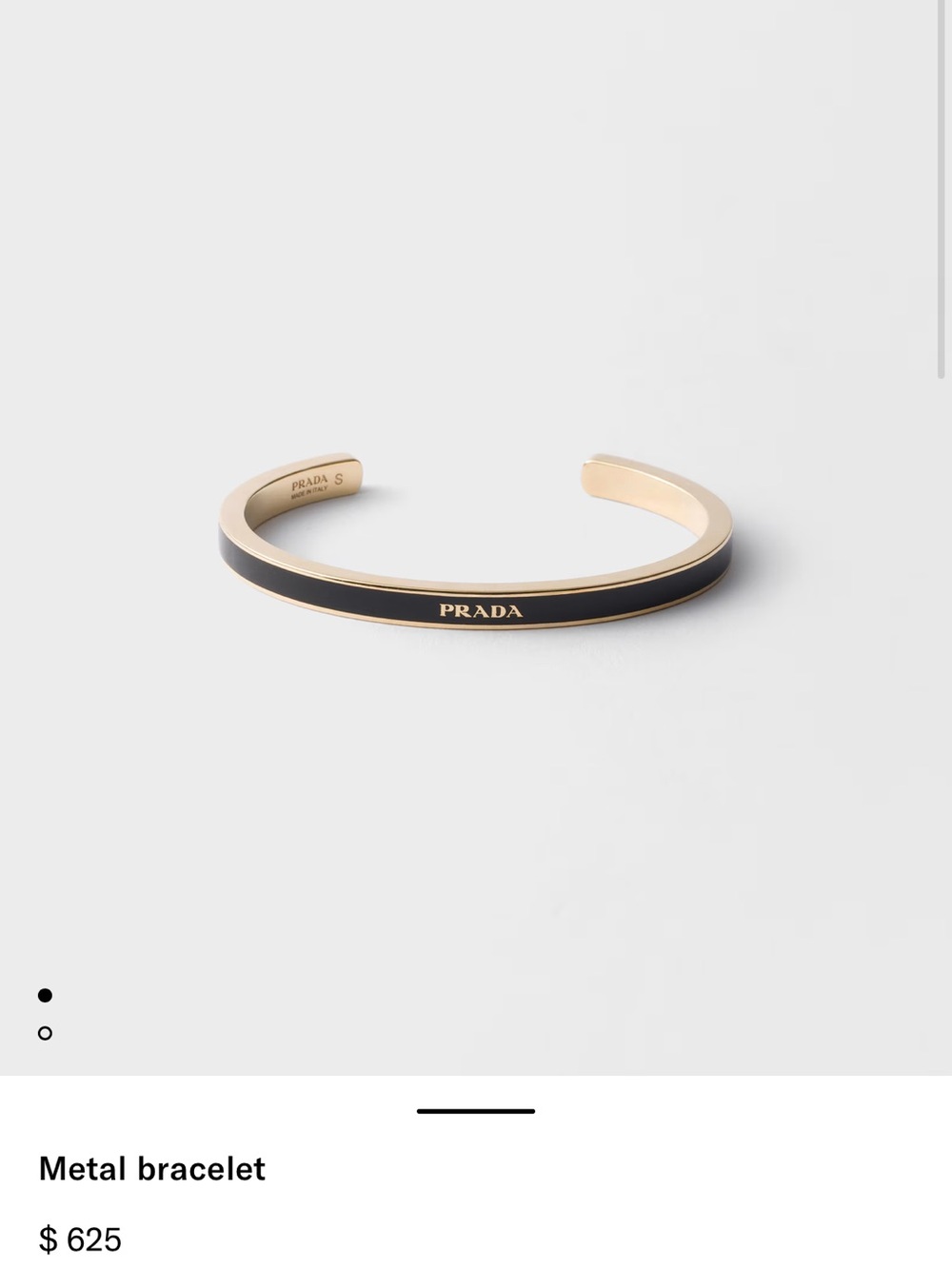 Prada Gold-Tone Cuff Bracelet with Black Enamel Inlay